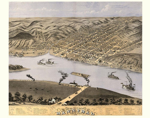 Hannibal Missouri - Ruger 1869 Black Ornate Wood Framed Art Print with Double Matting by Ruger