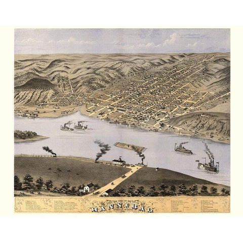 Hannibal Missouri - Ruger 1869 Gold Ornate Wood Framed Art Print with Double Matting by Ruger