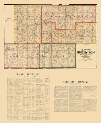 Hickory County Missouri - Higgins 1880  White Modern Wood Framed Art Print with Double Matting by Higgins