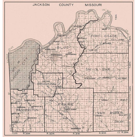 Jackson Missouri - 1929 Black Modern Wood Framed Art Print with Double Matting by Unknown