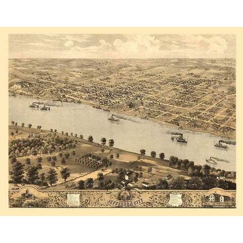 Jefferson City Missouri - Ruger 1869 Gold Ornate Wood Framed Art Print with Double Matting by Ruger