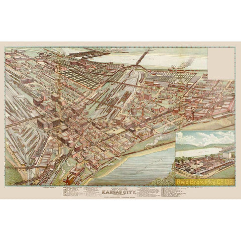 Kansas City West Bottoms Kansas Missouri Black Modern Wood Framed Art Print by Koch