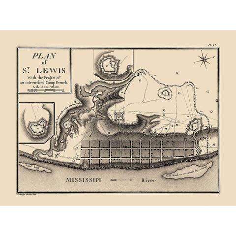 St Lewis, St. Louis, Camp French Missouri White Modern Wood Framed Art Print by Collot