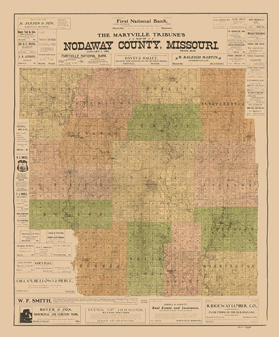 Nodaway County Missouri - Hixson 1903  White Modern Wood Framed Art Print with Double Matting by Hixson