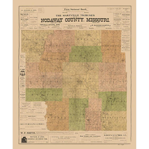 Nodaway County Missouri - Hixson 1903  White Modern Wood Framed Art Print by Hixson