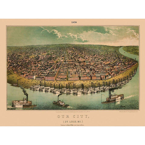 St Louis Missouri - Hagen 1859 Black Modern Wood Framed Art Print with Double Matting by Hagen