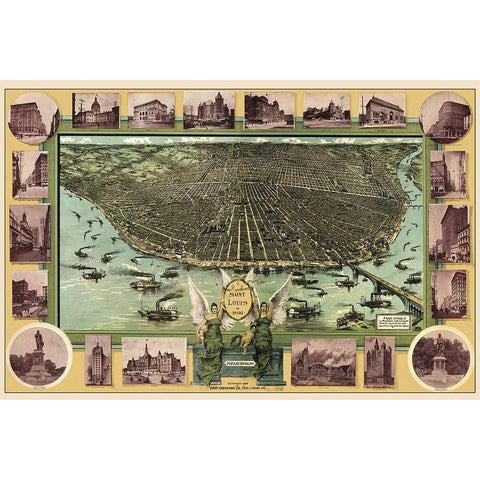 St Louis Missouri - Graf 1896 White Modern Wood Framed Art Print by Graf