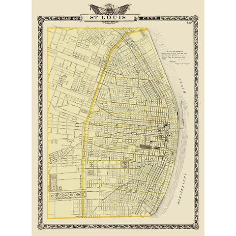 St. Louis Missouri - Warner 1876 Gold Ornate Wood Framed Art Print with Double Matting by Warner