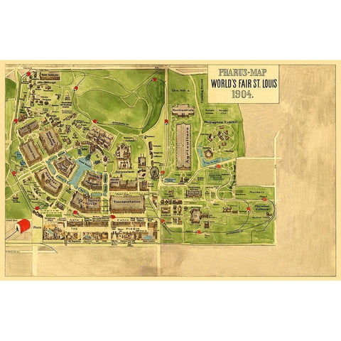 St. Louis Missouri Worlds Fair - Pharus 1904 White Modern Wood Framed Art Print by Pharus