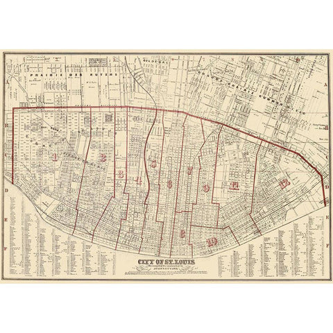 St. Louis Missouri - Hutawa 1870 Gold Ornate Wood Framed Art Print with Double Matting by Hutawa