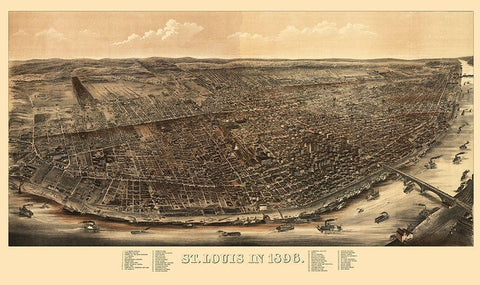 St Louis Missouri - Juehne 1896 Black Ornate Wood Framed Art Print with Double Matting by Juehne