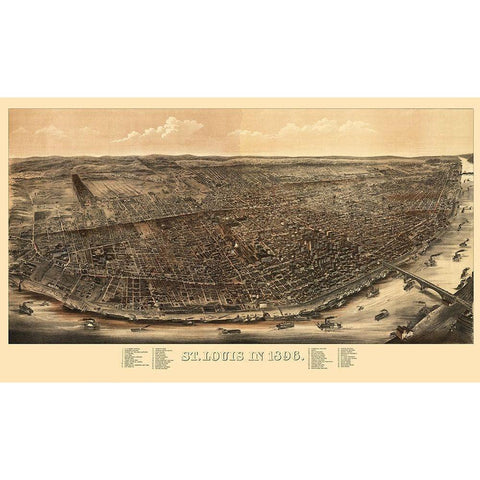 St Louis Missouri - Juehne 1896 White Modern Wood Framed Art Print by Juehne