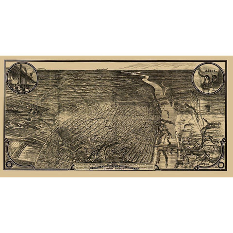 St Louis Missouri - Woodward 1876 Black Modern Wood Framed Art Print with Double Matting by Woodward