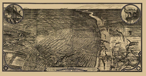 St Louis Missouri - Woodward 1876 Black Ornate Wood Framed Art Print with Double Matting by Woodward