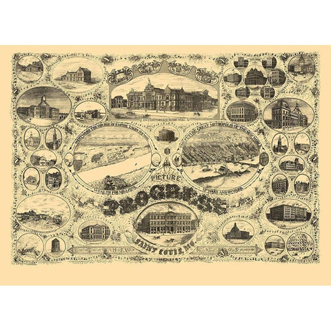 St Louis Missouri - Lawton 1884 White Modern Wood Framed Art Print by Lawton