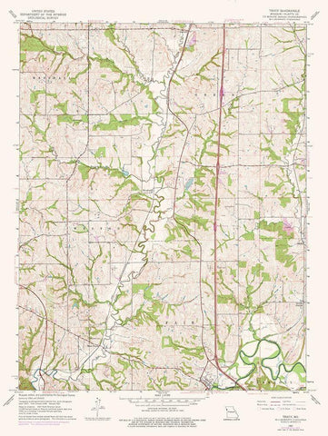 Tracy Missouri Quad - USGS 1961 White Modern Wood Framed Art Print with Double Matting by USGS