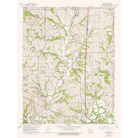 Tracy Missouri Quad - USGS 1961 Gold Ornate Wood Framed Art Print with Double Matting by USGS