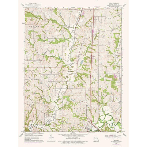 Tracy Missouri Quad - USGS 1961 Black Modern Wood Framed Art Print with Double Matting by USGS