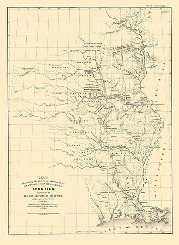 Western and North Western Frontier Defenses 1837 Black Ornate Wood Framed Art Print with Double Matting by Poinsett