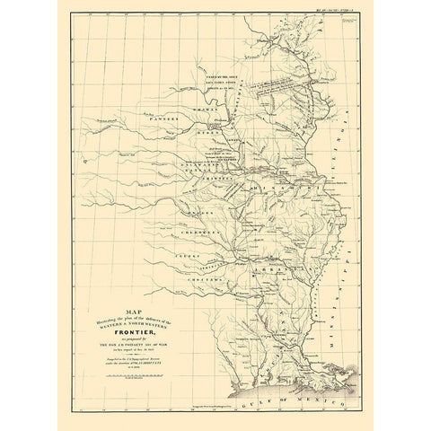 Western and North Western Frontier Defenses 1837 Gold Ornate Wood Framed Art Print with Double Matting by Poinsett