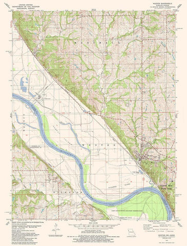 Weston Missouri Quad - USGS 1984 White Modern Wood Framed Art Print with Double Matting by USGS