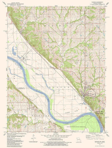 Weston Missouri Quad - USGS 1984 Black Ornate Wood Framed Art Print with Double Matting by USGS