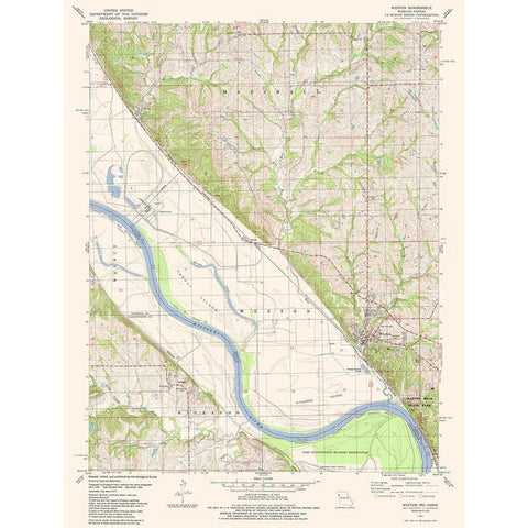 Weston Missouri Quad - USGS 1984 Black Modern Wood Framed Art Print by USGS