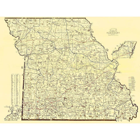 Missouri Railway Mail Service - Galbraith 1897 Gold Ornate Wood Framed Art Print with Double Matting by Galbraith