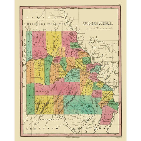 Missouri - Finley 1831 Gold Ornate Wood Framed Art Print with Double Matting by Finley