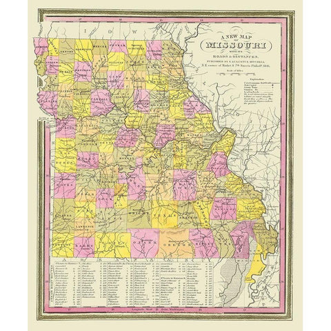 Missouri - Mitchell 1846 Gold Ornate Wood Framed Art Print with Double Matting by Mitchell