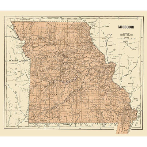 Missouri - Morse 1845 Black Modern Wood Framed Art Print by Morse