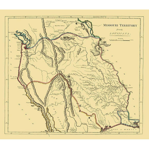 Missouri Territory, Portion of Louisiana Purchase Gold Ornate Wood Framed Art Print with Double Matting by Carey