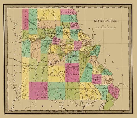 Missouri - Greenleaf 1840 Black Ornate Wood Framed Art Print with Double Matting by Greenleaf