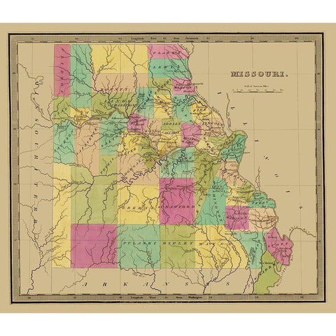 Missouri - Greenleaf 1840 Black Modern Wood Framed Art Print by Greenleaf