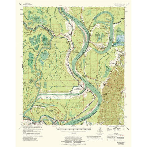 Artonish Mississippi Quad - USGS 1967 Gold Ornate Wood Framed Art Print with Double Matting by USGS