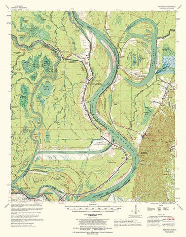 Artonish Mississippi Quad - USGS 1967 Black Ornate Wood Framed Art Print with Double Matting by USGS
