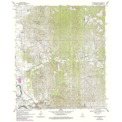 South West Baxterville Mississippi Quad - USGS Gold Ornate Wood Framed Art Print with Double Matting by USGS