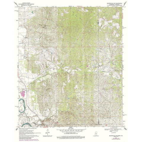 South West Baxterville Mississippi Quad - USGS White Modern Wood Framed Art Print by USGS