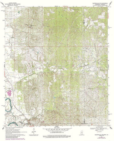 South West Baxterville Mississippi Quad - USGS White Modern Wood Framed Art Print with Double Matting by USGS