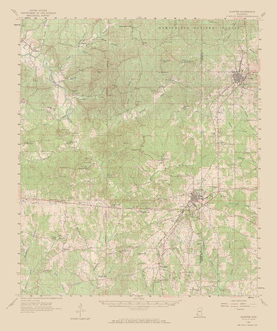Gloster Mississippi Quad - USGS 1961 White Modern Wood Framed Art Print with Double Matting by USGS