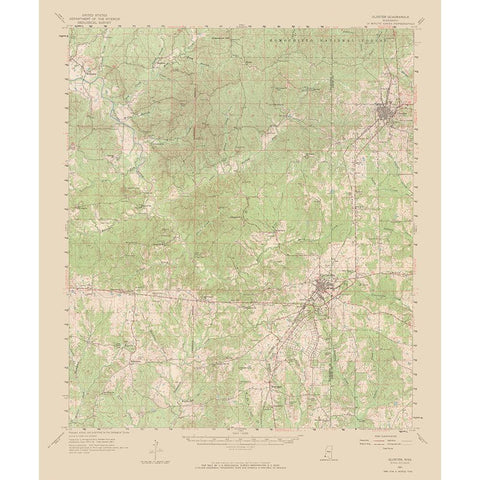 Gloster Mississippi Quad - USGS 1961 Black Modern Wood Framed Art Print with Double Matting by USGS