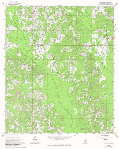 Lake Como Mississippi Quad - USGS 1964 Black Ornate Wood Framed Art Print with Double Matting by USGS