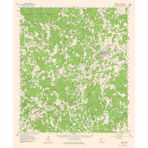 Liberty Mississippi Quad - USGS 1961 Black Modern Wood Framed Art Print with Double Matting by USGS