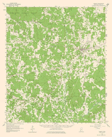 Liberty Mississippi Quad - USGS 1961 White Modern Wood Framed Art Print with Double Matting by USGS