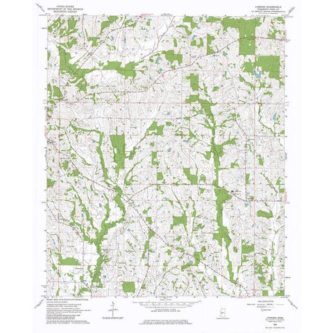 Linwood Mississippi Quad - USGS 1964 Black Modern Wood Framed Art Print with Double Matting by USGS