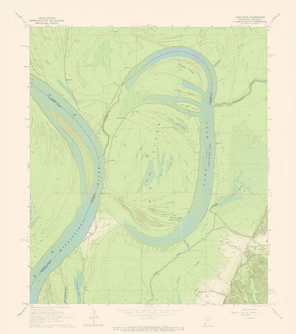 Lake Mary Mississsippi Quad - USGS 1965 White Modern Wood Framed Art Print with Double Matting by USGS