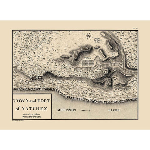 Natchez Mississippi - Collot 1796 White Modern Wood Framed Art Print by Collot