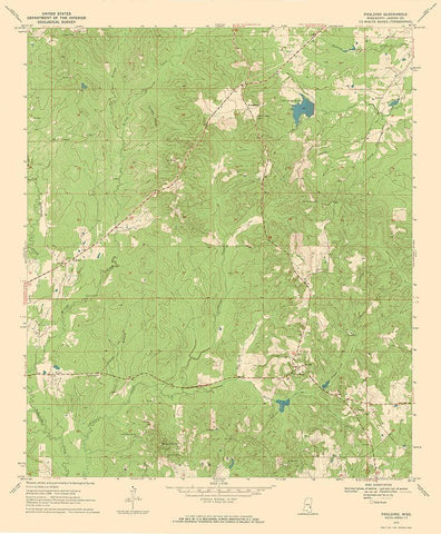 Paulding Mississippi Quad - USGS 1970 White Modern Wood Framed Art Print with Double Matting by USGS