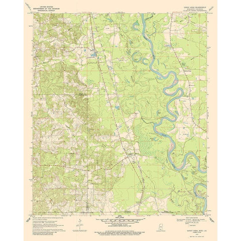 Sandy Hook Mississippi Quad - USGS 1970 Gold Ornate Wood Framed Art Print with Double Matting by USGS