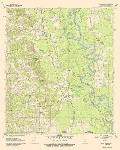 Sandy Hook Mississippi Quad - USGS 1970 Black Ornate Wood Framed Art Print with Double Matting by USGS